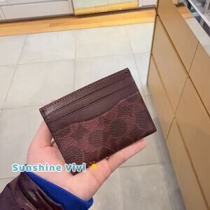 NWT Coach Slim Id Card Case In Signature Canvas CW366 BLACK CURRANT